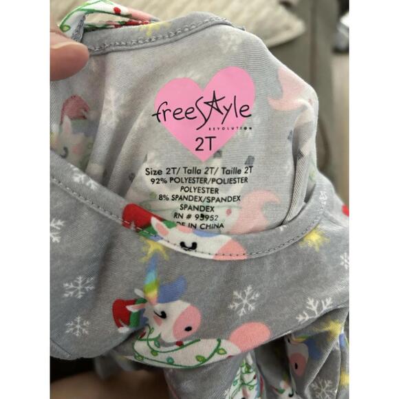 Freestyle Revolution SOFT Gray Unicorn Crisscross-Back A-Line Dress Size 2T - Picture 3 of 3